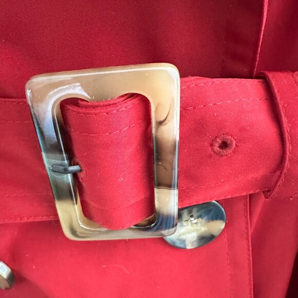 London Fog Double Breasted Red Raincoat - Picture 6 of 14